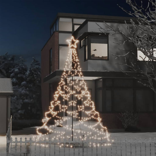 Joulukuusi metallitolpalla 500 LED-valoa lämmin valkoinen 3 m - Harrastajankoti.fi