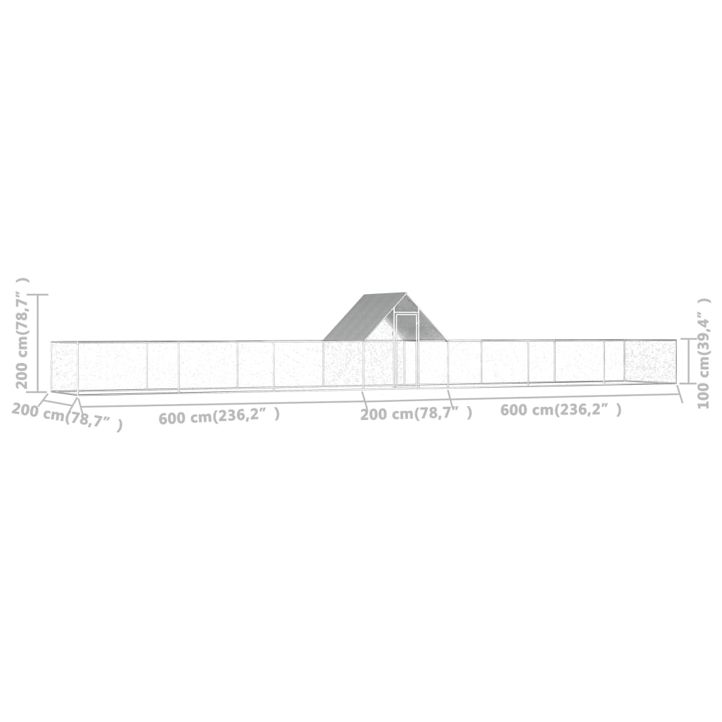 Kanahäkki 14x2x2 m galvanoitu teräs - Harrastajankoti.fi