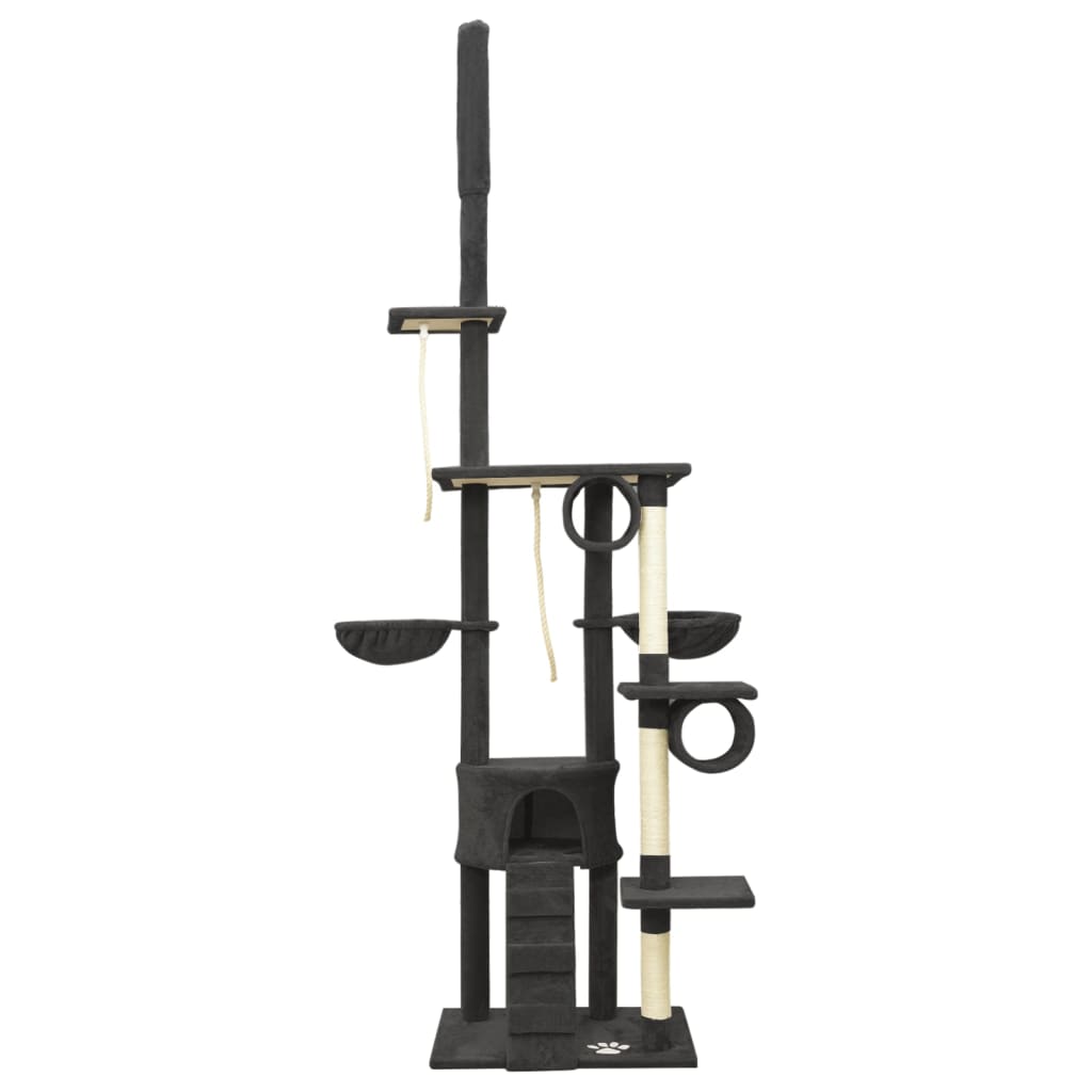 Kattoon asti yltävä kissan kiipeilypuu tummanharmaa 220-240 cm - Harrastajankoti.fi