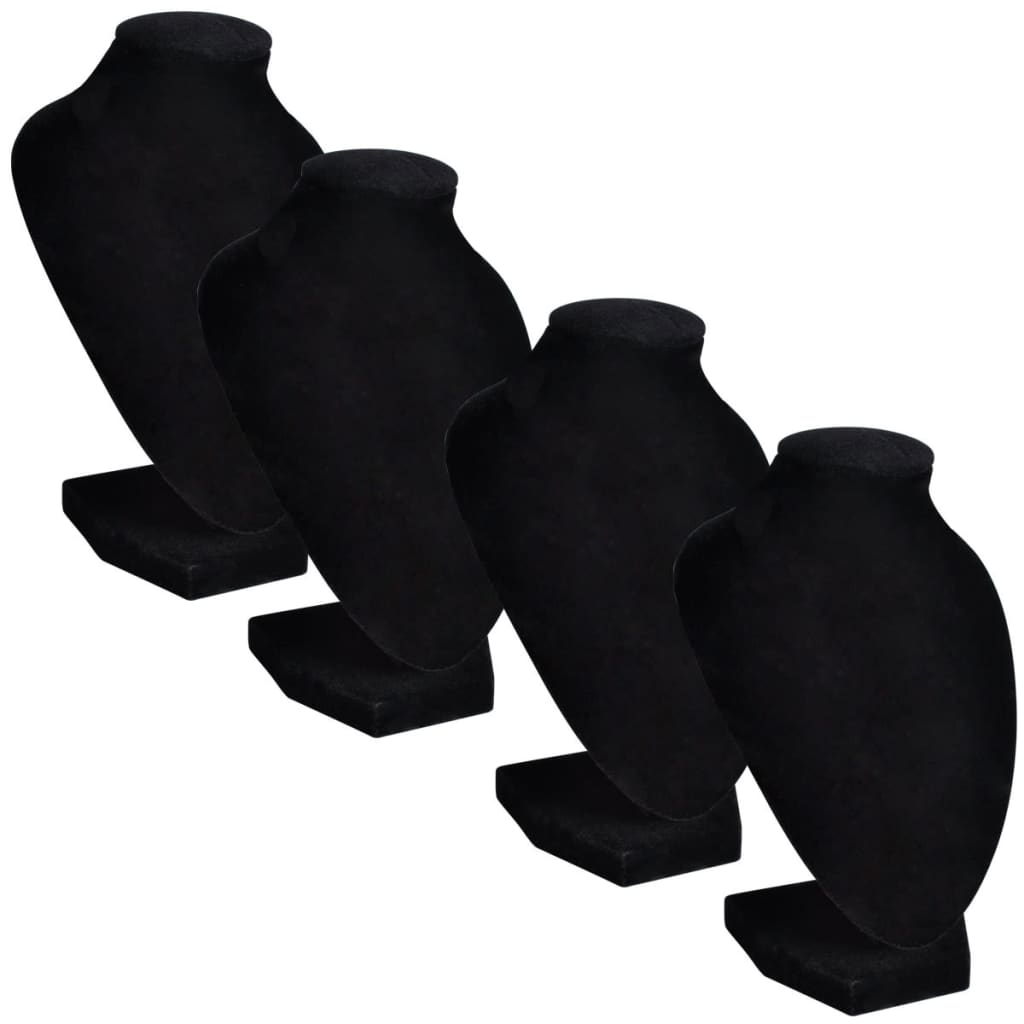 Kaulakoruteline Flanelli Niskamalli Musta 9 x 8,5 x 15 cm 4 kpl - Harrastajankoti.fi